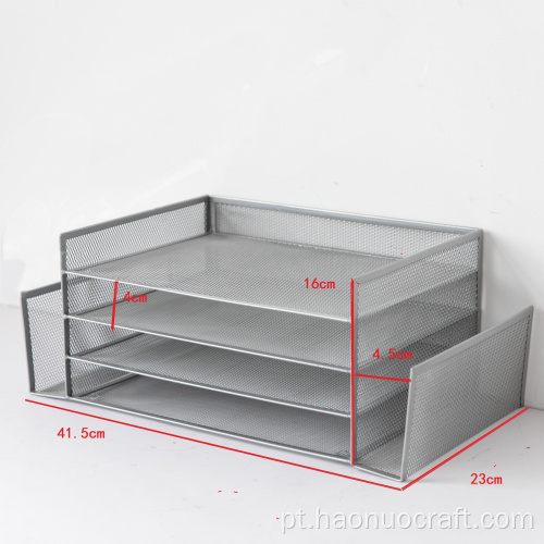 Suporte multi-nível de armazenamento de mesa de gaveta de metal de duas camadas